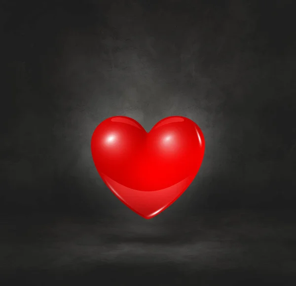 Rotes Herz Isoliert Auf Schwarzem Studiohintergrund Illustration — Stockfoto