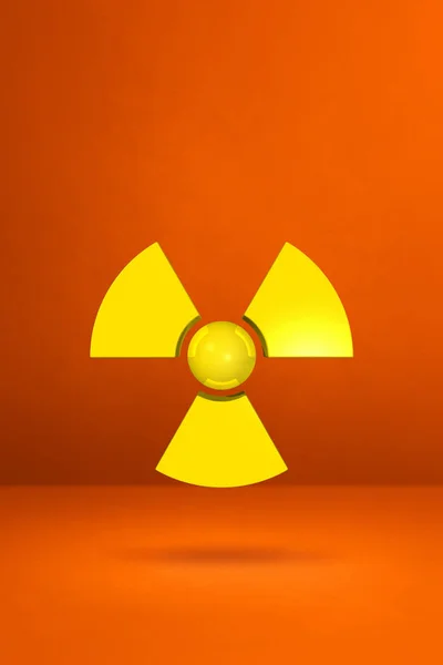 Radioactieve Symbool Geïsoleerd Een Oranje Studio Achtergrond Illustratie — Stockfoto