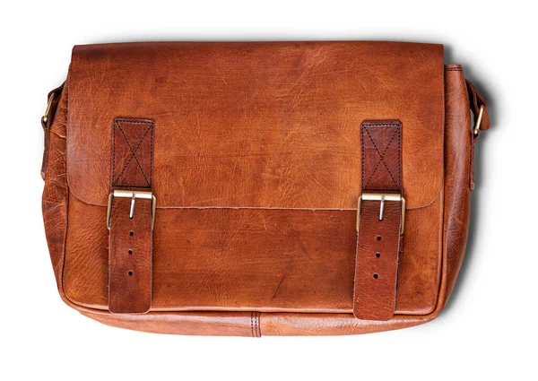Elegant Briefcase Made Leather Isolated White Background — Stock Photo, Image