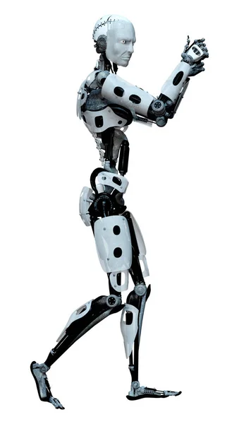 Darstellung Eines Roboters Isoliert Auf Weißem Hintergrund — Stockfoto