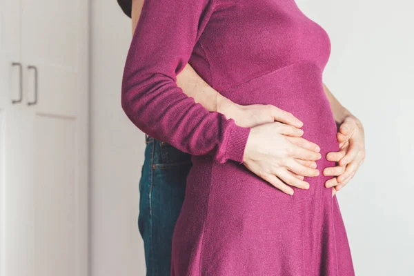 Mulher Grávida Com Dor Estômago — Fotografia de Stock