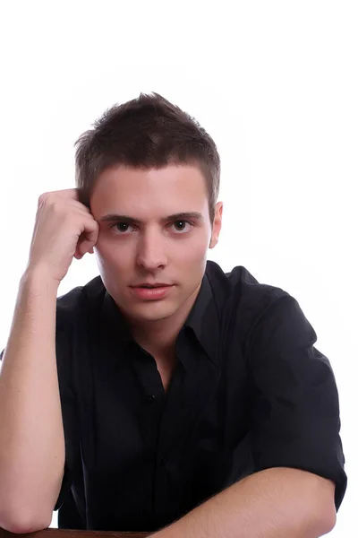 Portrait Young Man Black Shirt White Shirts — Stock Photo, Image