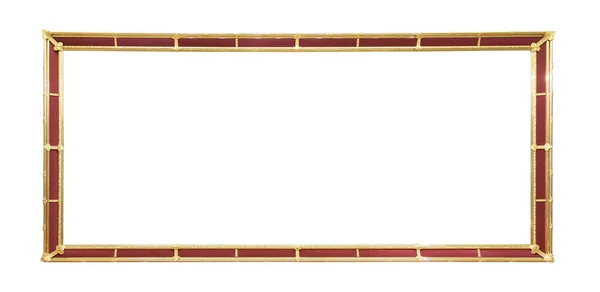 Golden Decorative Picture Frame Red Elements Isolated White Background Clipping — Stock Photo, Image