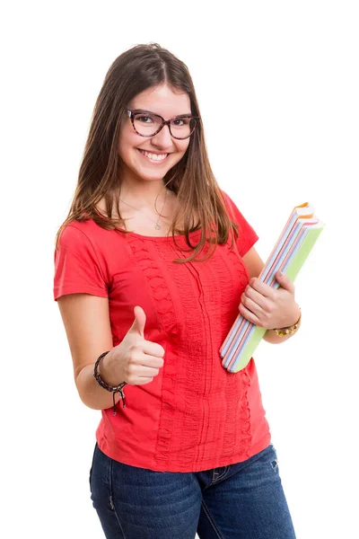 Young Student Books Isolated White — Stock Photo, Image