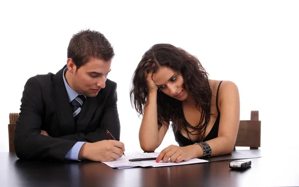 Business Couple Working Office — Stock Photo, Image