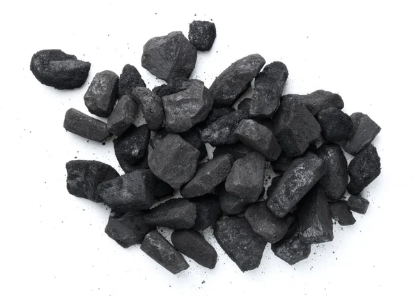 Черный Уголь Изолирован Белом Фоне — стоковое фото