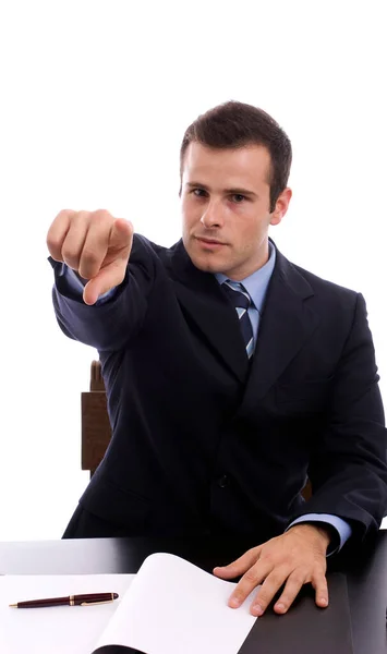 Hombre Negocios Con Una Pluma Una Carpeta — Foto de Stock