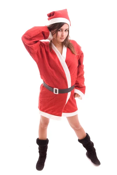 Bela Jovem Mulher Santa Claus Roupas — Fotografia de Stock