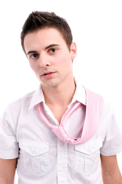 Junger Mann Mit Bart Auf Weißem Hintergrund — Stockfoto