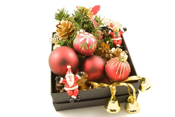 Decoración Navidad Con Bolas Rojas Doradas — Foto de Stock