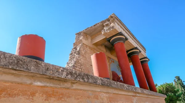 Pałac Knossos Kreta Grecja Szczegóły Starożytnych Ruin Słynnego Minojskiego Pałacu — Zdjęcie stockowe