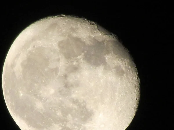 Earth Moon Glowing Black Background Moon Close Black Night Sky — Stock Photo, Image