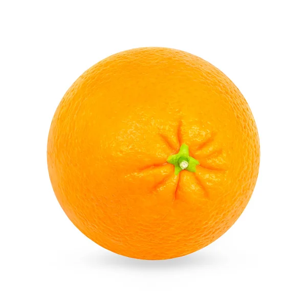 Isolated Oranges One Whole Ripe Orange Fruit White Background Clipping — Stock Photo, Image