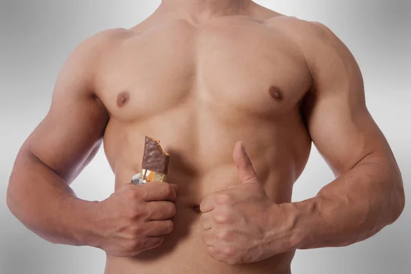 Hombre Musculoso Con Torso Desnudo Aislado Sobre Fondo Blanco —  Fotos de Stock