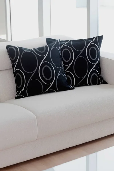Almofadas Brancas Sofá Decoração Sala Estar Interior — Fotografia de Stock