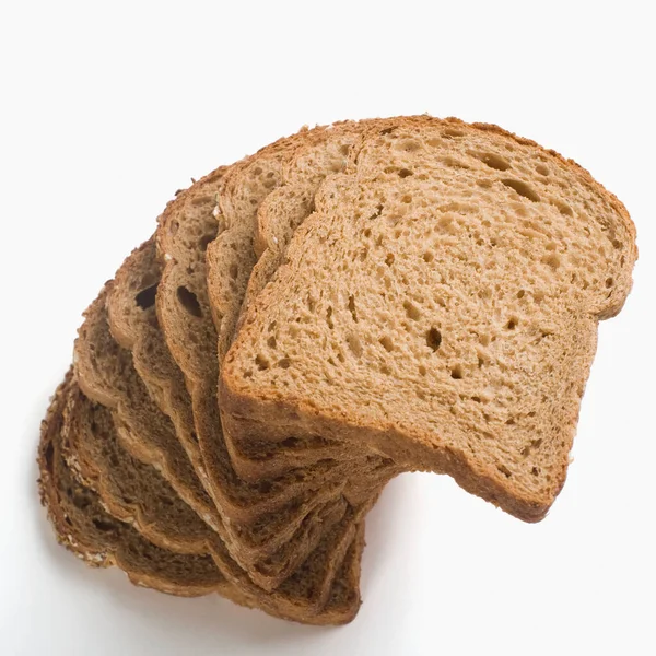 Brood Plakjes Witte Achtergrond — Stockfoto