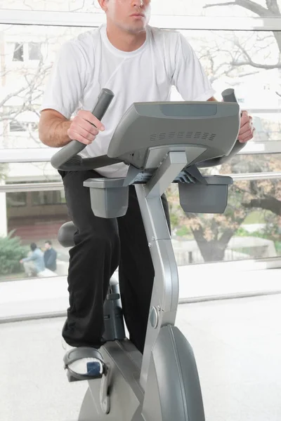 Young Man Doing Exercise Dumbbells Gym — Stock Photo, Image