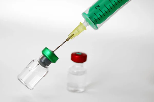 Syringe Vaccine White Background — Stock Photo, Image