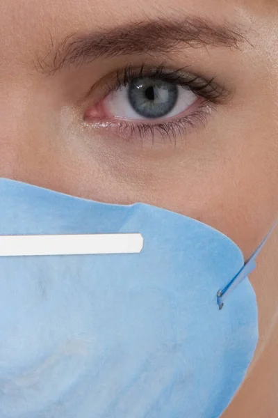 Close Woman Face Syringe — Stock Photo, Image