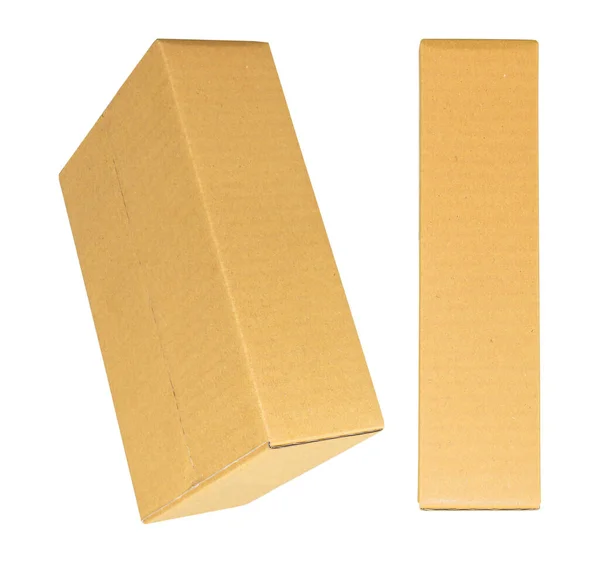 设计用的模型 封闭的褐色纸板箱 白色背景隔离 — 图库照片