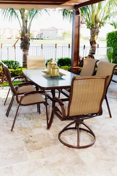 Café Livre Com Cadeiras Mesas Terraço — Fotografia de Stock