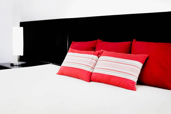 White Pillow Bed Decoration Bedroom Interior — Stock Photo, Image