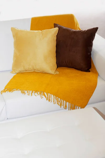Hermosas Almohadas Lujo Decoración Del Sofá Interior Sala Estar Filtro —  Fotos de Stock