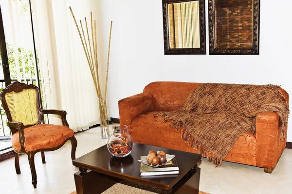 Belo Interior Sala Estar Luxo Com Sofá Cadeira — Fotografia de Stock
