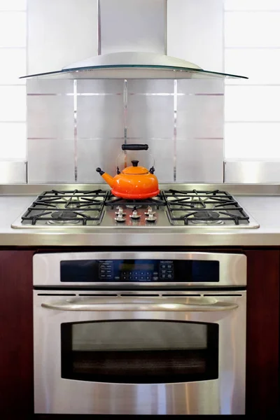 Modern Kitchen Interior Stove Fireplace — Stock Photo, Image