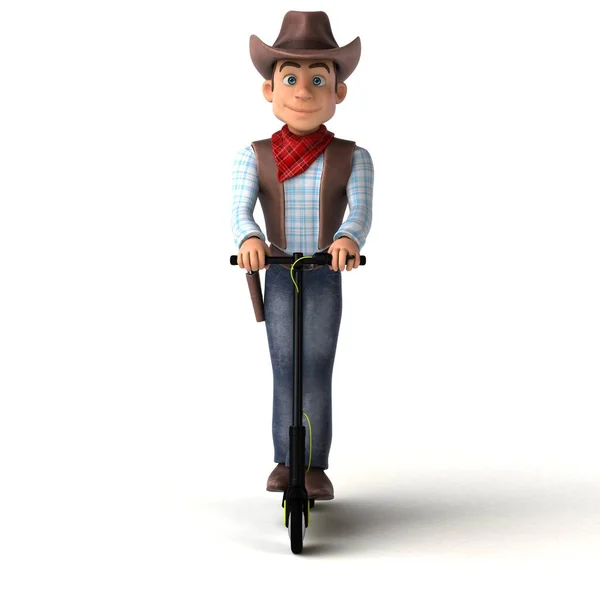 Leuke Illustratie Van Een Leuke Cowboy Een Elektrische Scooter — Stockfoto