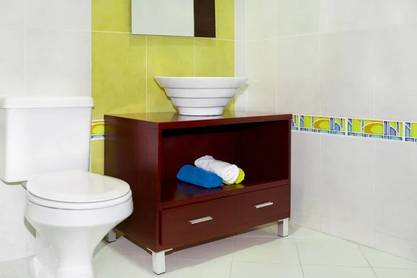 Vaso Sanitário Pia Interior Banheiro — Fotografia de Stock