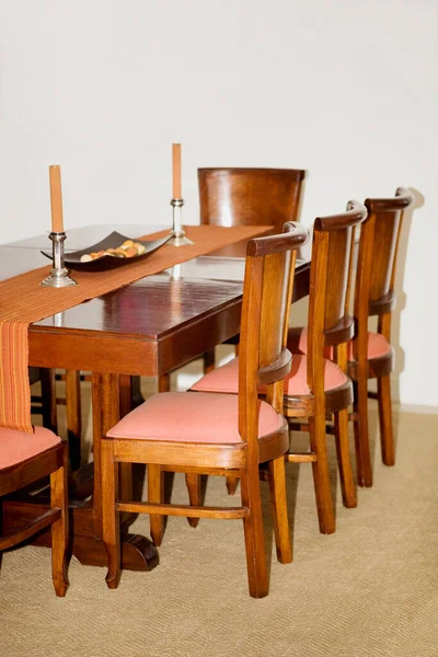 Chaises Table Bois Avec Fond Blanc — Photo