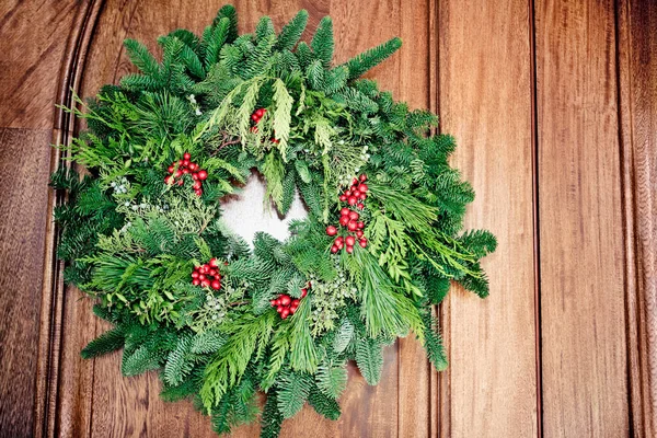 Corona Navidad Sobre Fondo Madera — Foto de Stock