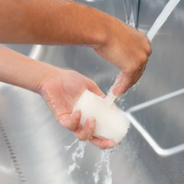 Handen Zeep Wassen Gootsteen — Stockfoto