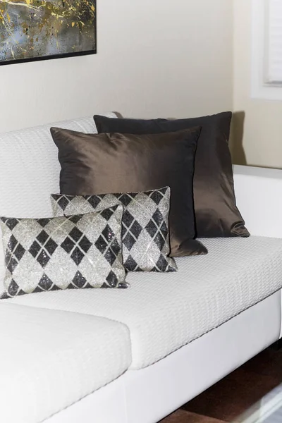Beautiful Luxury Pillows Sofa Decoration Bedroom Interior — Stock Photo, Image