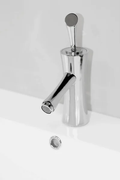 White Sink Water Drops Gray Background — Stock Photo, Image