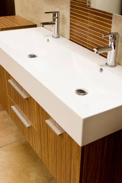 Modern Bathroom White Bathtub Sink Stock Picture