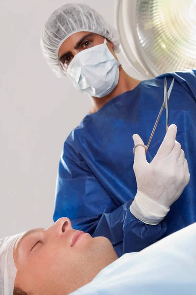 Young Man Surgical Mask Gloves Operating Room — Stock Photo, Image