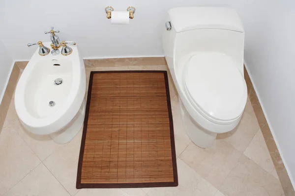 Inodoro Baño Blanco Interior — Foto de Stock