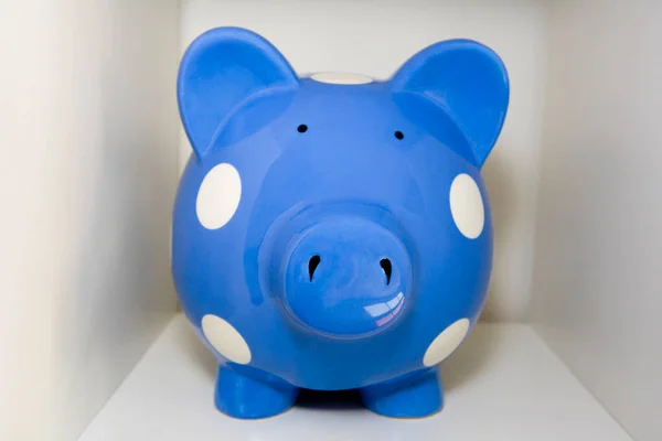 Piggy Bank Met Een Blauwe Achtergrond — Stockfoto