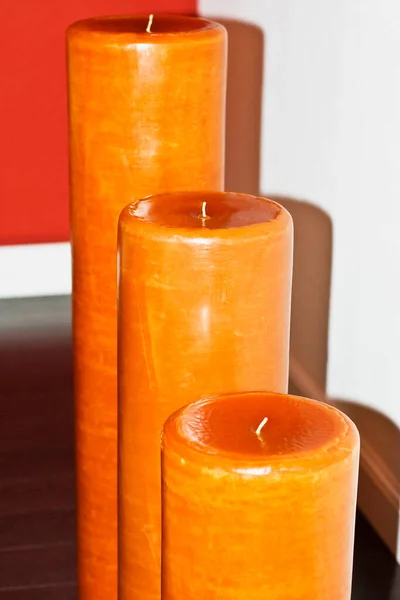Hořící Svíčky Dřevěné Pozadí — Stock fotografie