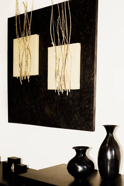 Wooden Shelves Candle Black Background — Stock Photo, Image