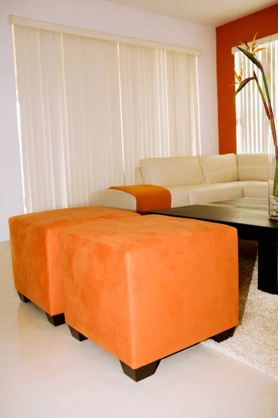 Krásný Luxusní Obývací Pokoj Interiér Pohovkou Židlí — Stock fotografie