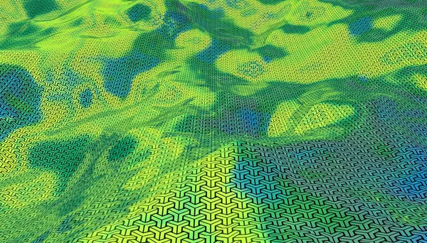 Абстрактний Геометричний Текстурований Хвильовий Фон Зелених Тонах Металевий Ефект Візуалізація — стокове фото