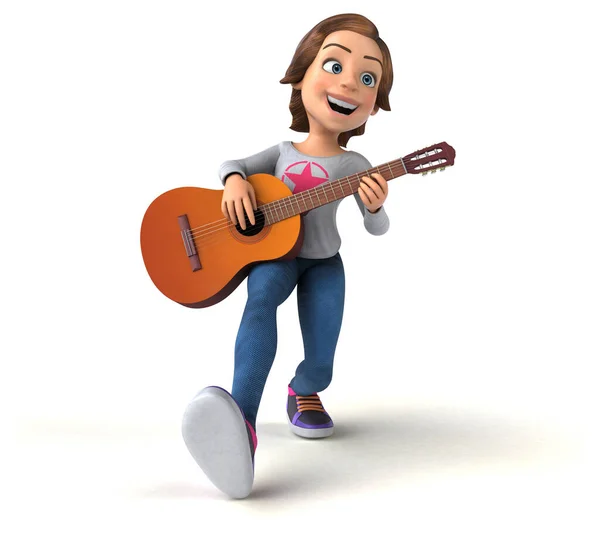 Diversão Cartoon Adolescente Com Guitarra — Fotografia de Stock