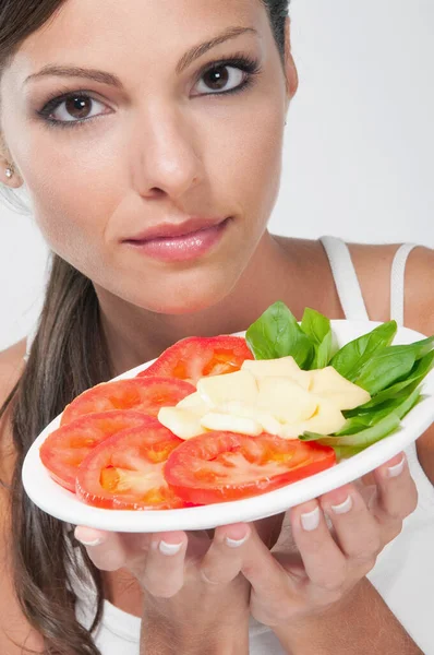 Portrait Beautiful Young Woman Red Pepper — Stock Photo, Image