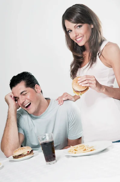 Casal Tomando Café Manhã Beber Café — Fotografia de Stock