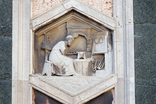 Tubalcain Przez Nino Pisano 1334 Ulgi Campanile Giotto Cattedrale Santa — Zdjęcie stockowe