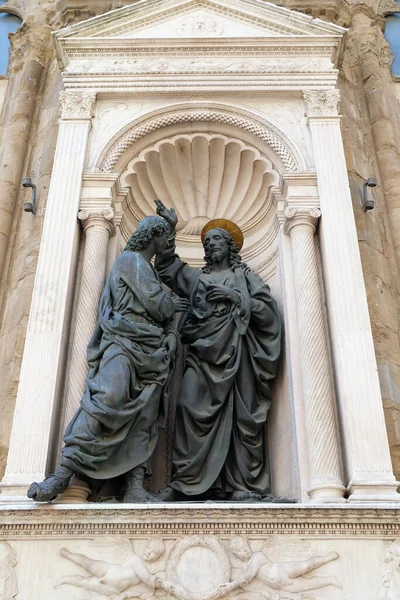 Christ Thomas Verrocchio Orsanmichele Church Florence Tuscany Italy — Stock Photo, Image