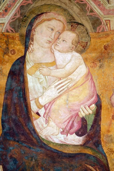 Virgin Mary Baby Jesus Fresco House Facade Florence Italy — Stock Photo, Image